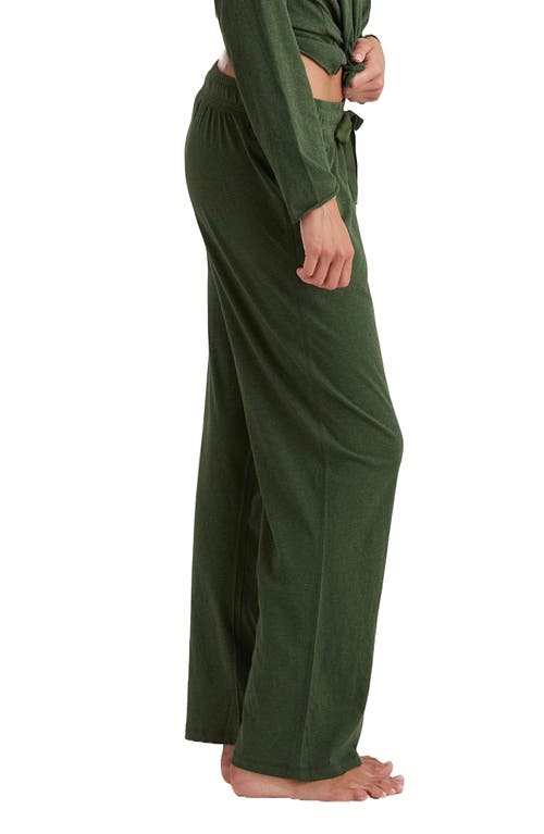 Shop Papinelle Jada Organic Cotton Pajama Pants In Forest Green