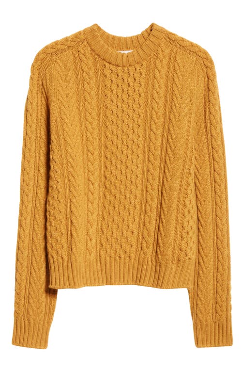 Johnstons Of Elgin Aran Cable Knit Cashmere Sweater In Ochre