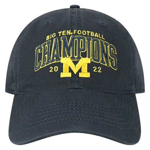 Men's Legacy Athletic Navy Michigan Wolverines 2022 Big Ten Conference Champions Bold Arch EZA Relaxed Twill Adjustable Hat