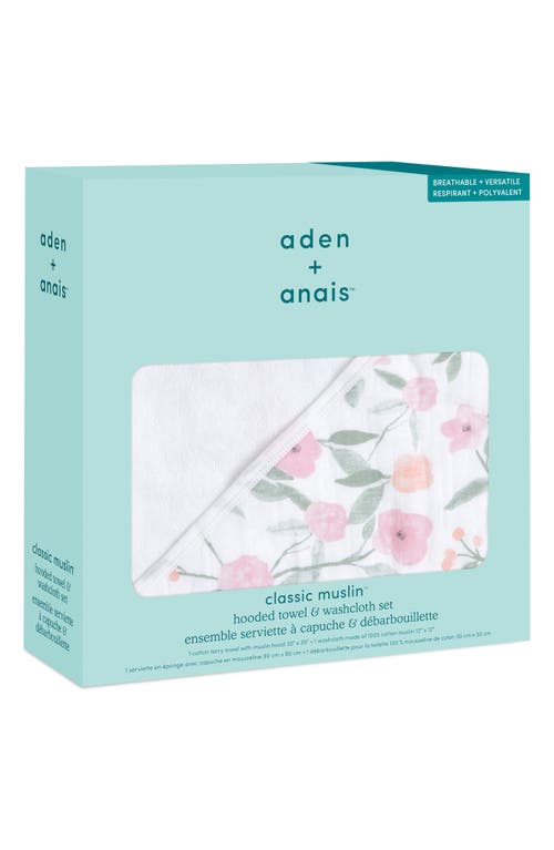 Shop Aden + Anais 2-pack Cotton Washcloth & Hooded Towel In Ma Fleur Pink
