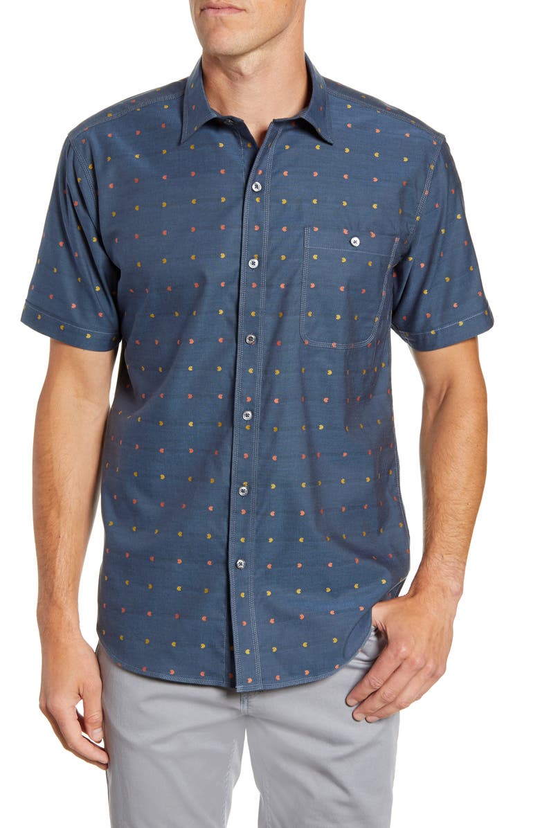 Bugatchi Shaped Fit Print Short Sleeve Sport Shirt | Nordstrom