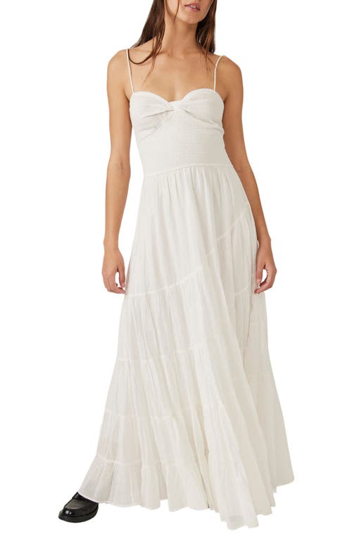 white christmas dresses Prada Sundress Smocked Tiered Maxi Dress – Shop-Sofia main image 1