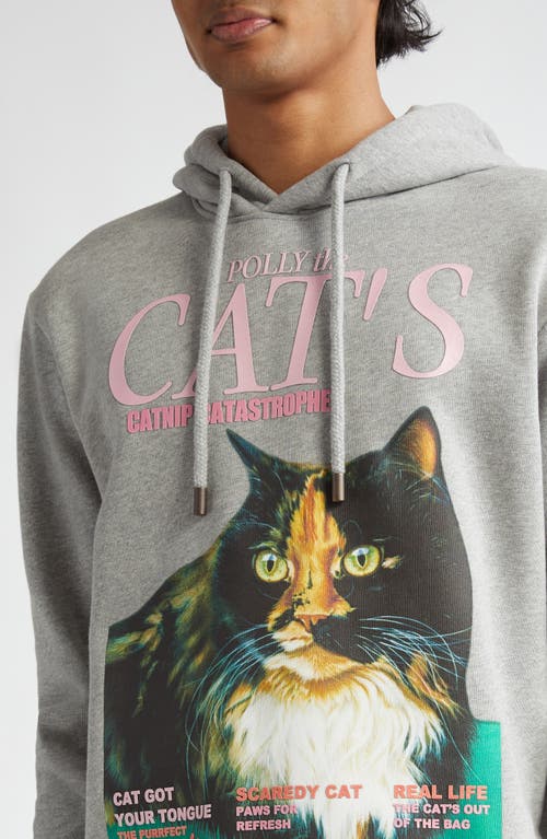 Shop Jw Anderson Cat Graphic Hoodie In Mid Grey Melange