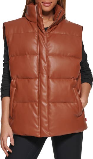 Levi's® Water Resistant Faux Leather Relaxed Puffer Vest