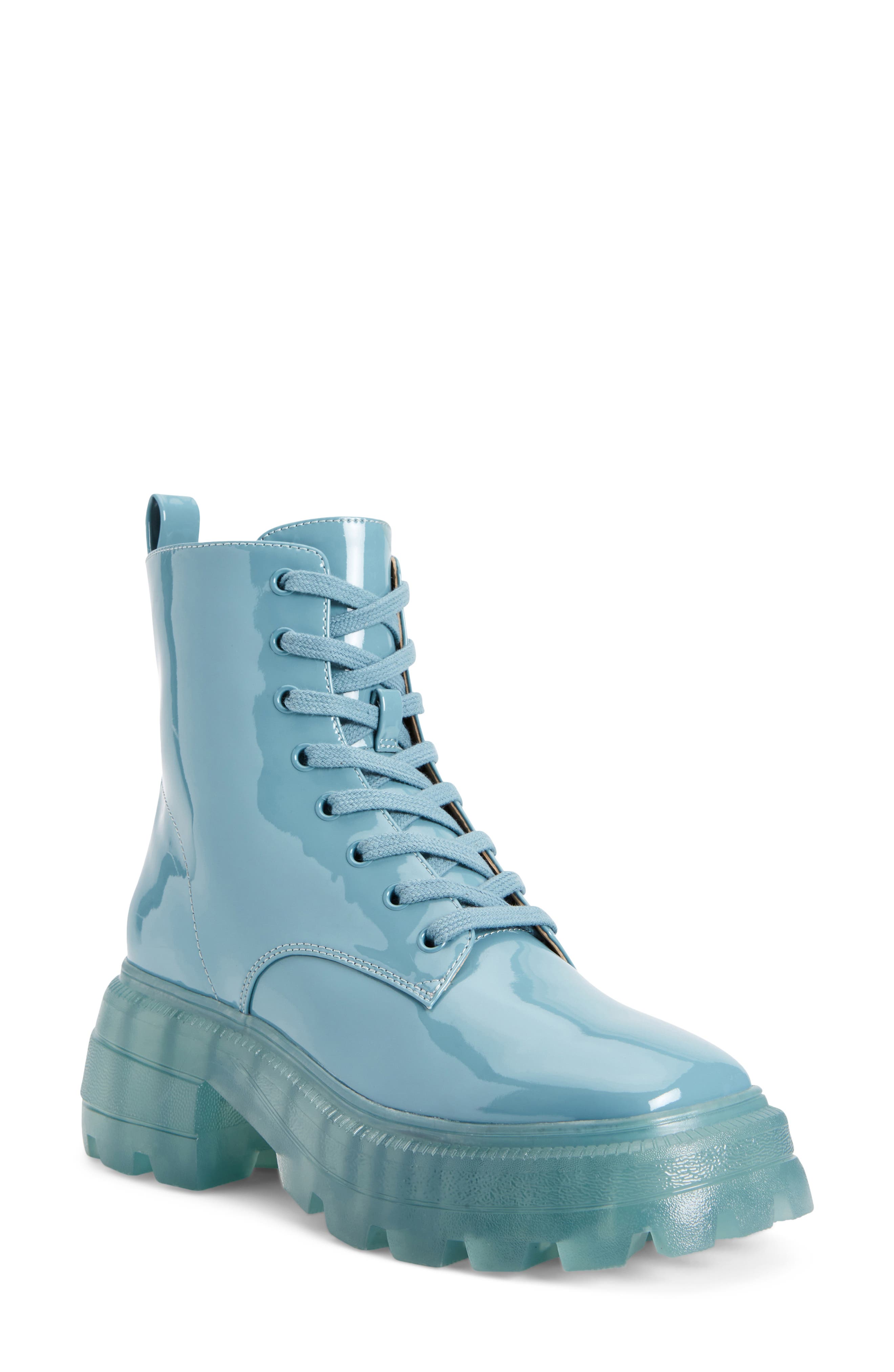 light blue combat boots