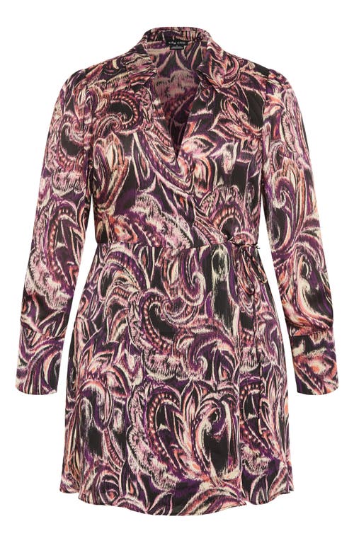 Shop City Chic Zelda Print Long Sleeve Wrap Dress In Vintage Paisley