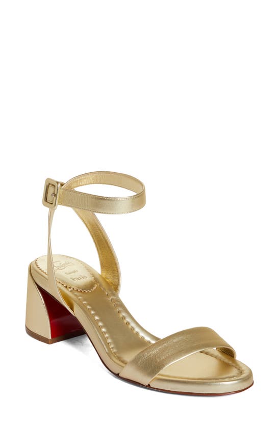 Christian Louboutin Miss Sabina Metallic Red Sole Ankle-strap Sandals In Platine