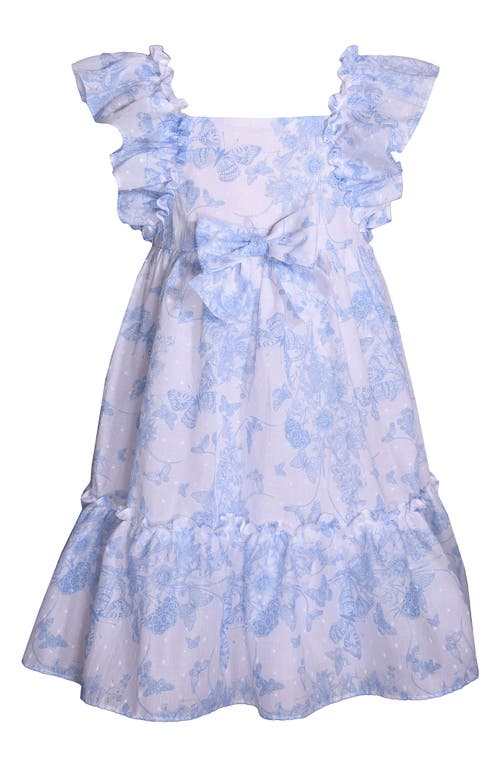 Iris & Ivy Kids' Butterfly Clip Dot Cotton Party Dress White Blue at Nordstrom,