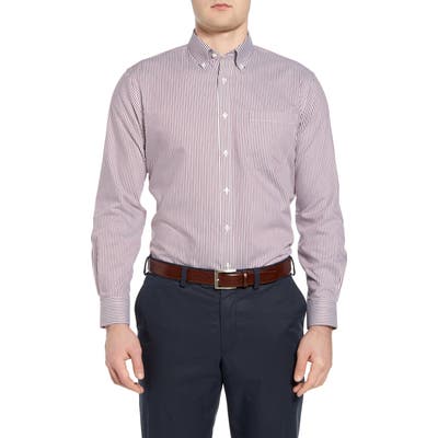 Nordstrom Shop Smartcare(TM) Traditional Fit Stretch Stripe Dress Shirt, Burgundy