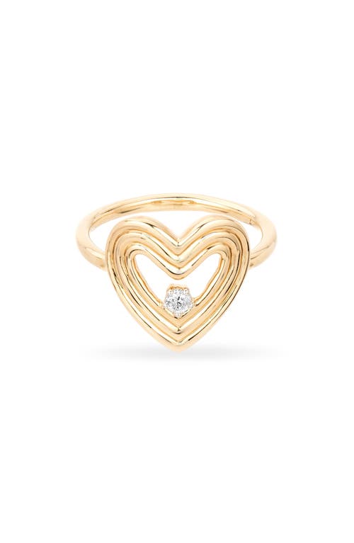 Groovy Diamond Open Heart Ring in Yellow Gold