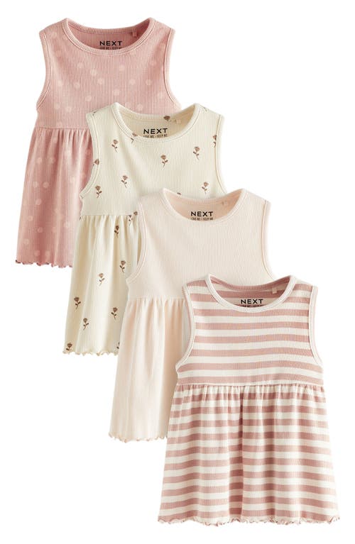 NEXT Kids' Assorted 4-Pack Rib Cotton Tops Pink White at Nordstrom,