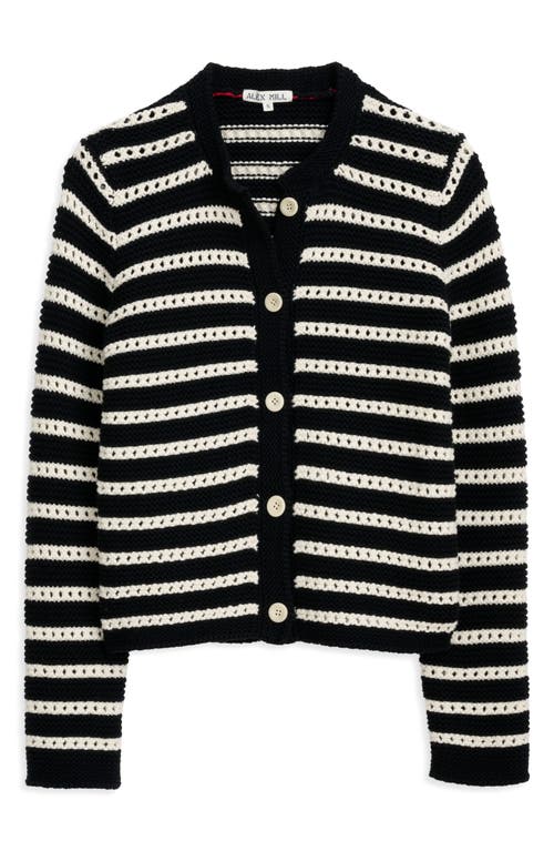 Shop Alex Mill Haley Stripe Cotton Cardigan In Black/ivory