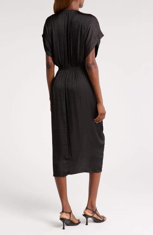 Shop Steve Madden Aimee Ruched Front Midi Dress In Black