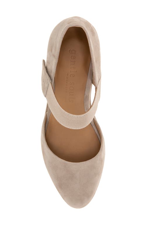 Gentle Souls By Kenneth Cole Oriana Ankle Strap Wedge Pump In Mushroom Suede