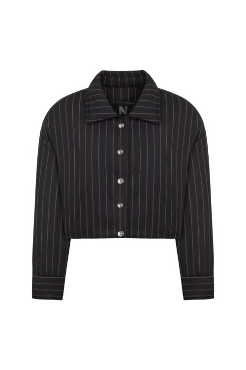 Shop Nocturne Striped Padded Shoulder Jacket In Black