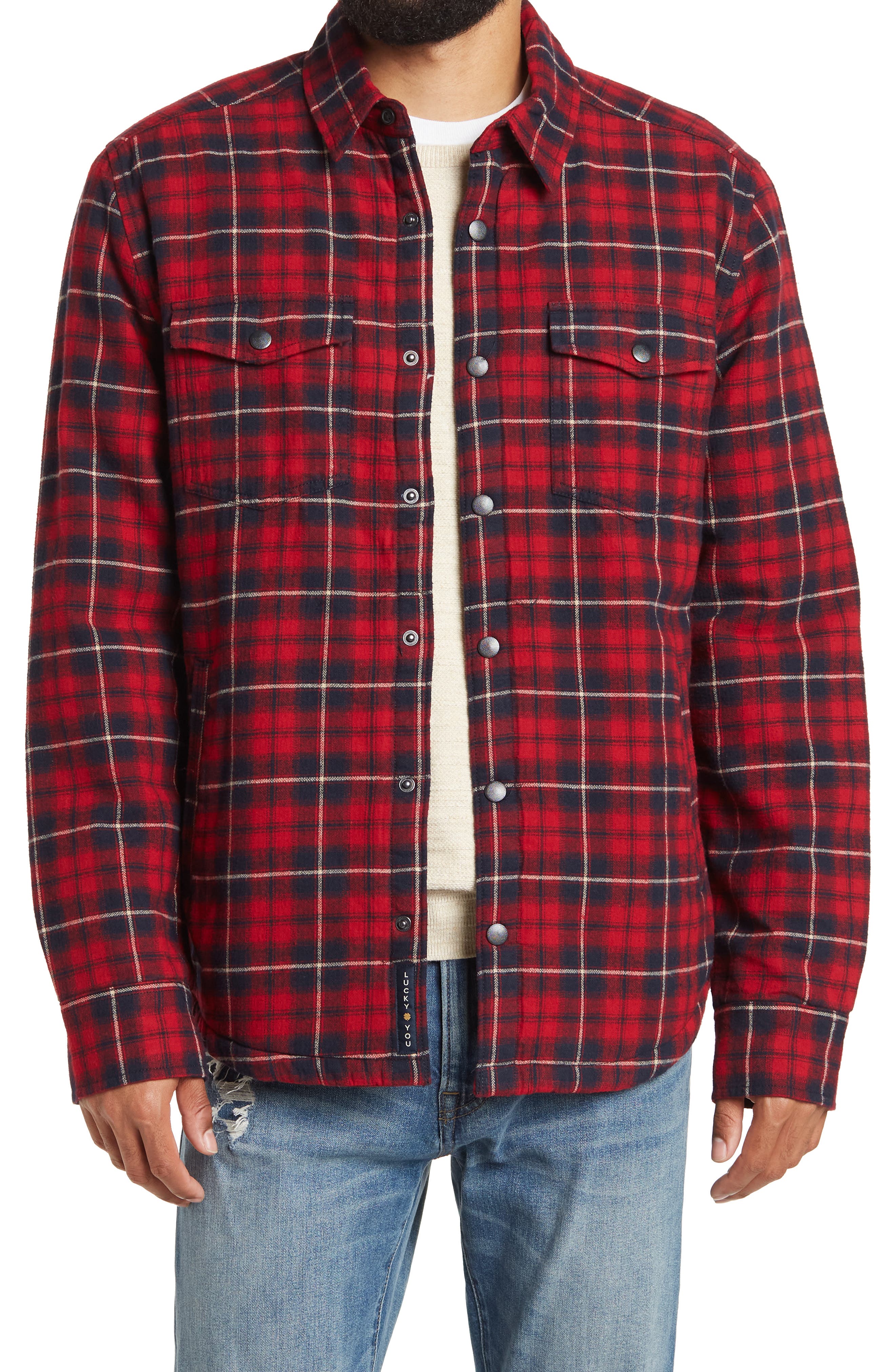 lucky brand plaid coats & jackets