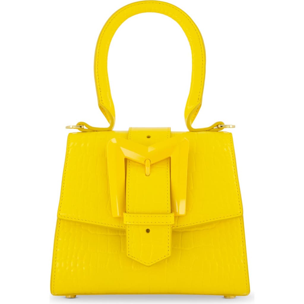 Mac Duggal Women's Mini Crocodile-embossed Leather Top Handle Bag In Sunshine