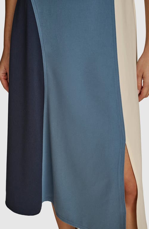 Shop Donna Karan New York Colorblock Knit Midi Dress In Nightfall/horizon/pristine