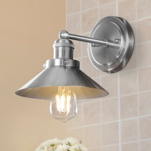 Shop Jonathan Y July 1-light Metal Shade Sconce In Nickel
