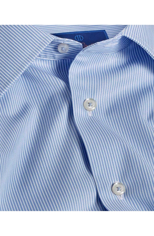 David Donahue Slim Fit Pinstripe Cotton Twill Dress Shirt In White/blue