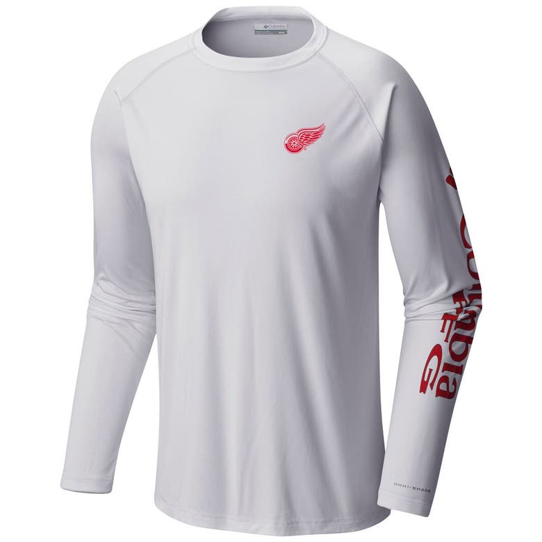 Shop Columbia White Detroit Red Wings Terminal Tackle Omni-shade Raglan Long Sleeve T-shirt