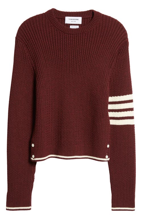 Shop Thom Browne 4-bar Baby Cable Knit Crop Sweater In Dark Red