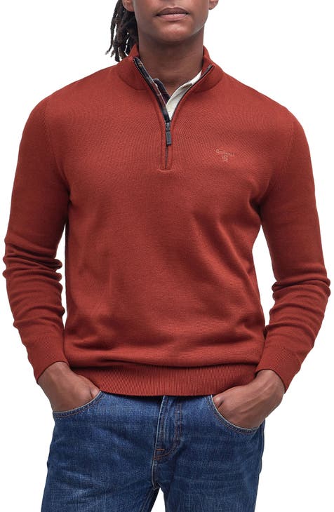 Men's Red Quarter Zip Sweaters