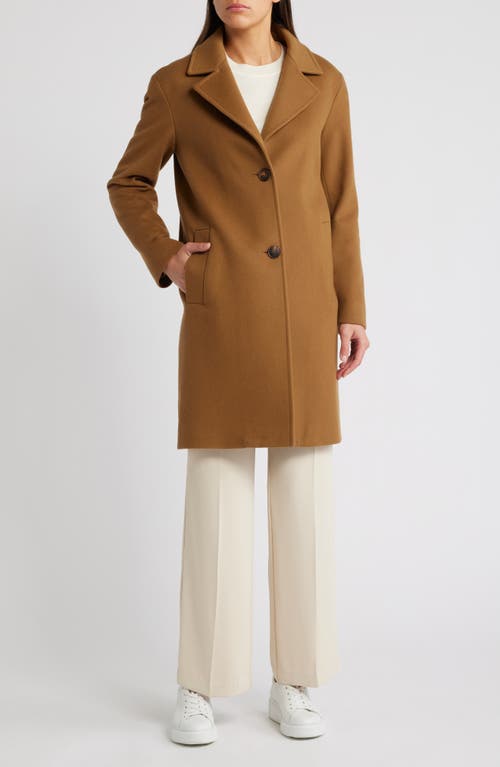 Shop Fleurette Jones Pickstitch Detail Wool Coat In Vicuna