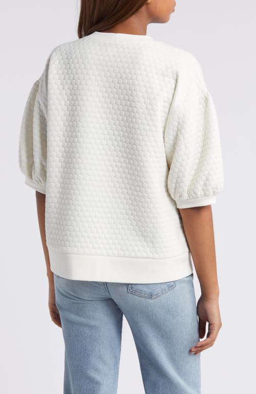 Caslonr Caslon(r) Jacquard Puff Sleeve Sweatshirt In Ivory Pristine