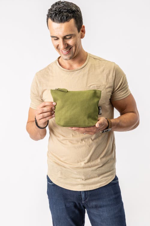 Shop Terra Thread Organic Cotton Makeup Bag In Olive Green