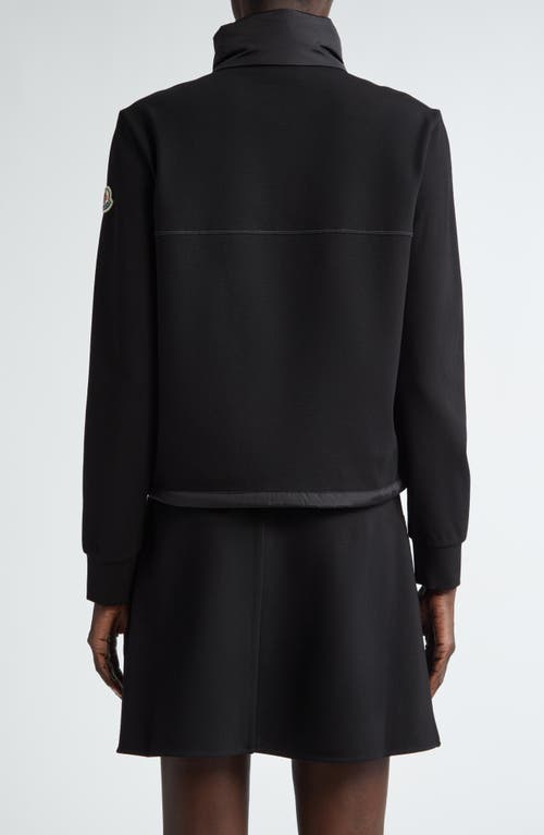 Moncler Mixed Media Down Puffer Jacket In Black