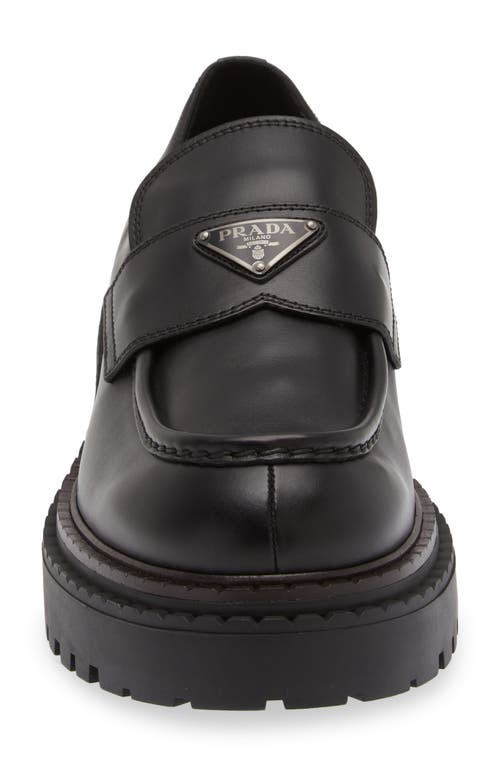 Shop Prada Double Chocolate Platform Loafer In Nero