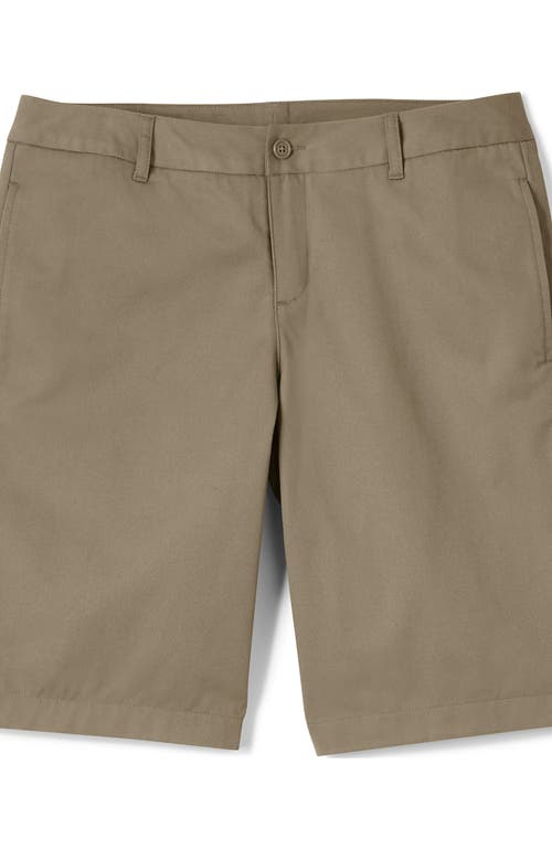 Shop Lands' End School Uniform Young  Plain Front Blend Chino Shorts In Khaki