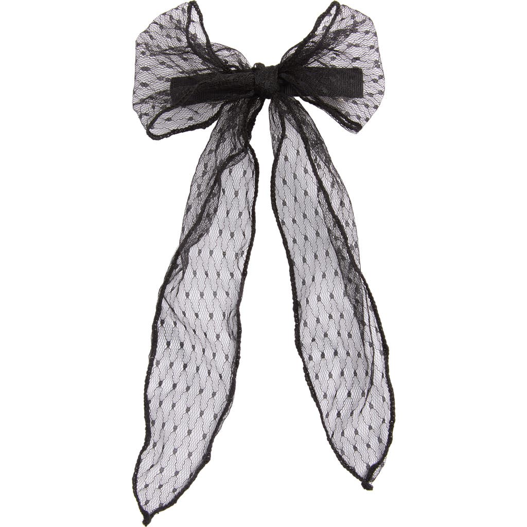 Bp. Knotted Lace Bow Barrette In Black