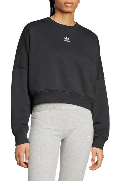 adidas Trefoil Essentials Crewneck Sweatshirt Black at Nordstrom,