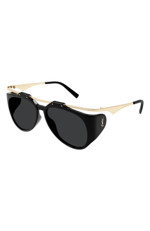 Shop Saint Laurent 55mm Irregular Sunglasses In Black