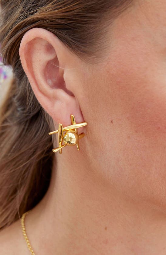 Savvy Cie Jewels Contemporary Stud Earrings In Yellow Gold