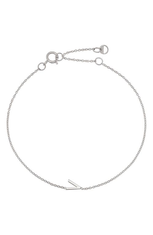 Initial Pendant Bracelet in 14K White Gold-V
