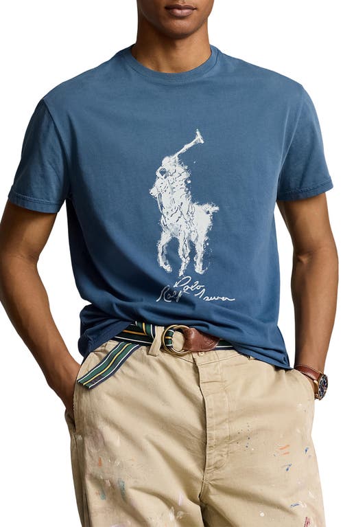Polo Ralph Lauren Big Pony Classic Fit Interlock Graphic T-Shirt in Clancy Blue at Nordstrom, Size Small