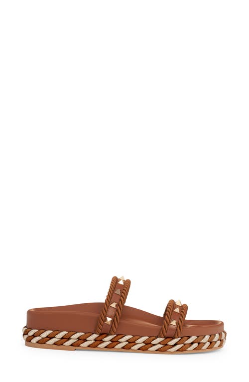 Shop Valentino Garavani Rockstud Platform Slide Sandal In Tobacco