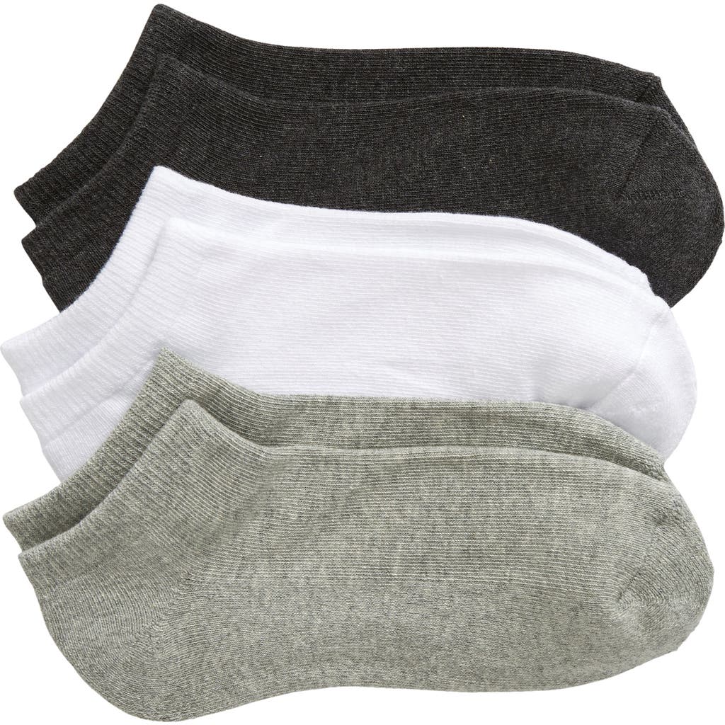 Nordstrom 3-pack Everyday Ankle Socks In Black -grey -white