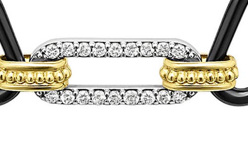 Lagos Signature Caviar Black Ceramic Link & Diamond Necklace In Black