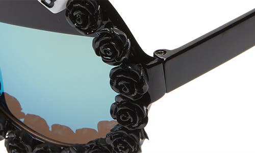 Rad + Refined Self Love Club Round Sunglasses In Black/green Mirrored