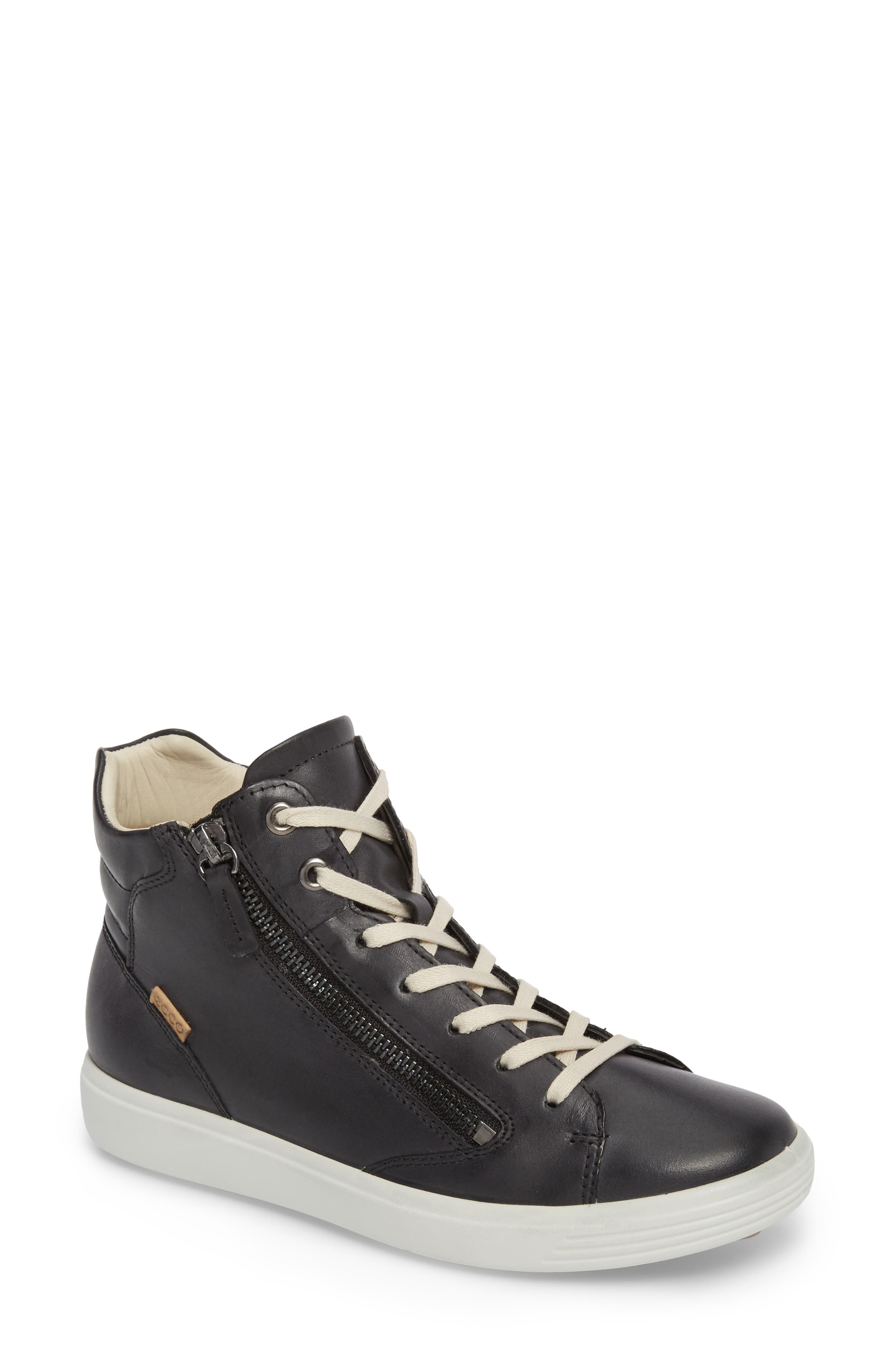 ecco leather high top sneakers