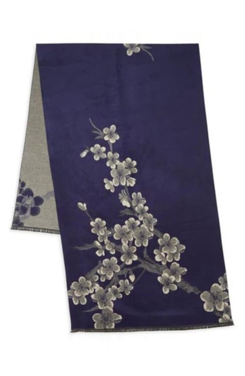 Saachi Floral Reversible Scarf In Navy/grey/white