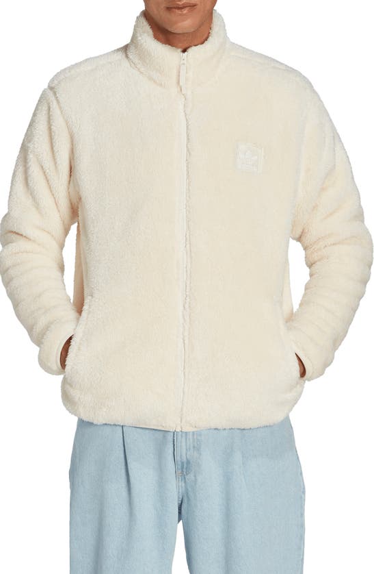 Adidas Originals Essential Fluffy Fleece Jacket In Wonder White