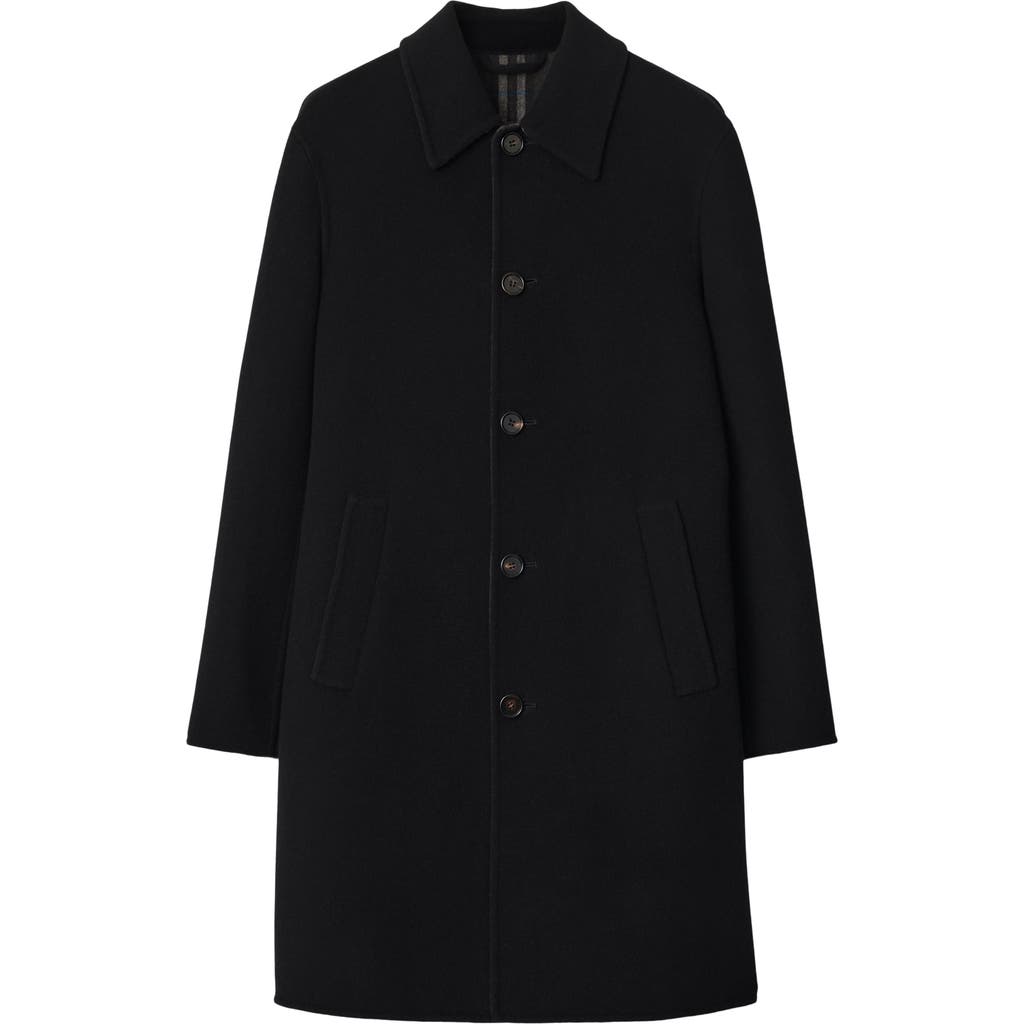 Burberry Wool Mid-length Car Coat In Black/snug