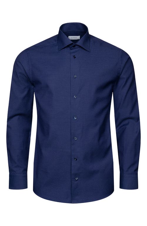 Eton Contemporary Fit Pin Dot Organic Cotton Dress Shirt Dark Blue at Nordstrom, - R