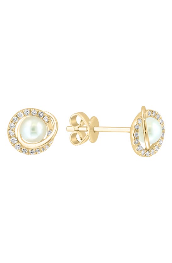 Effy Diamond & Freshwater Pearl Stud Earrings In Gold/diamond/ Freshwater Pearl