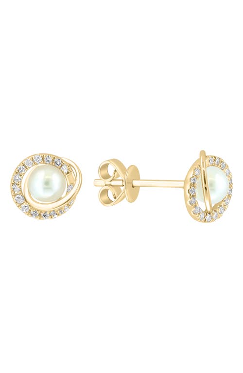 Shop Effy Diamond & Freshwater Pearl Stud Earrings In Gold/diamond/freshwater Pearl
